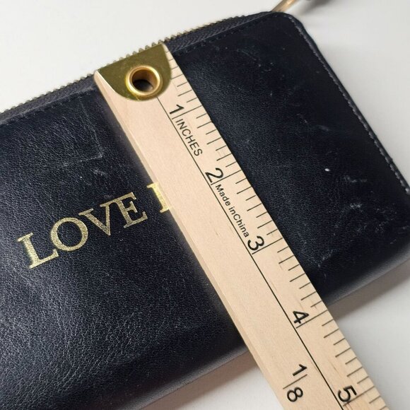 Zadig & Voltaire 'Love Is' Black Leather Wristlet Wallet Gold Zipper Logo - Picture 9 of 12